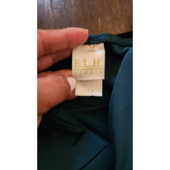 E.L.H. Studio Maxi Dress Women's L Blue Bodycon Stretch Corset Slit Adj Straps - Picture 2 of 10